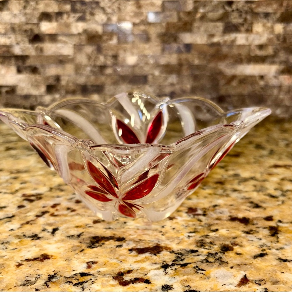 Mikasa Angelina Ruby Small Glass Dish with Red Accents